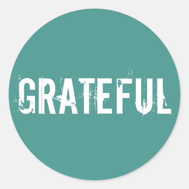 Adesivo Redondo Verde oceânico com texto branco agradecido (Frente)