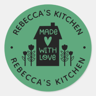 Adesivo Redondo Verde Personalizado Feito em casa com amor