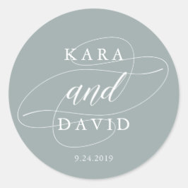 Adesivo Redondo Verde Sage Simples | Casamento