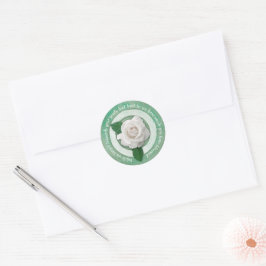 Adesivo Redondo Verde Salvia com Citação Inspiradora de Rosa Branc