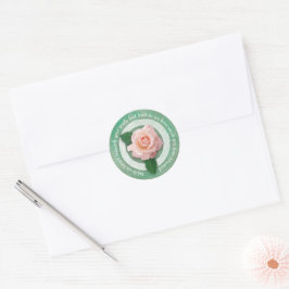 Adesivo Redondo Verde Salvia com Citação Inspiradora de Rosa Branc