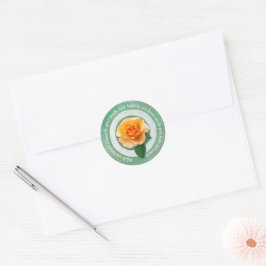 Adesivo Redondo Verde Salvia com Citação Inspiradora Rosa Amarela