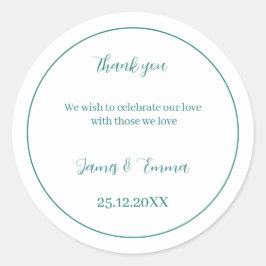 Adesivo Redondo Verde Simples de Casamento Personalizado