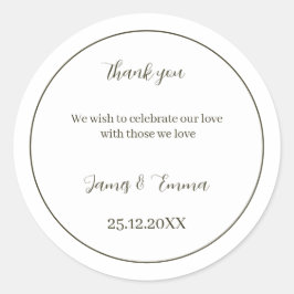 Adesivo Redondo Verde Simples de Casamento Personalizado