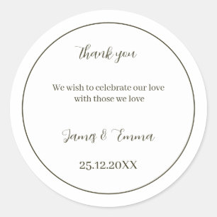 Adesivo Redondo Verde Simples de Casamento Personalizado