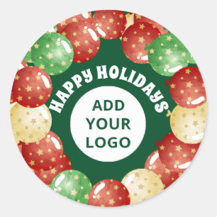 Adesivo Redondo Verde sobre os balões de Natal do logotipo comerci