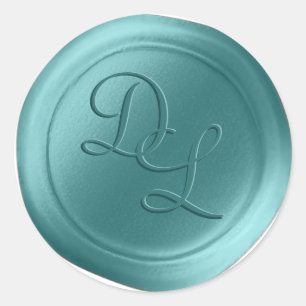 Adesivo Redondo Verde Teal 2 - Letra Monograma Cera SStickers