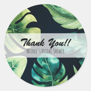 Adesivo Redondo Verde-Tropical Deixa Preto Casamento Elegante Pret