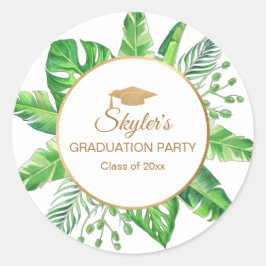 Adesivo Redondo Verde tropical Dourado, Festa de formatura temida