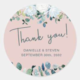 Adesivo Redondo Verduras românticas nomes de eucaliptos e data de