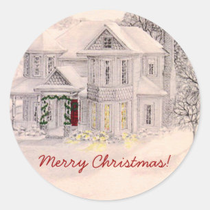 Adesivo Redondo Vereador de Holiday Victorian House Sticker