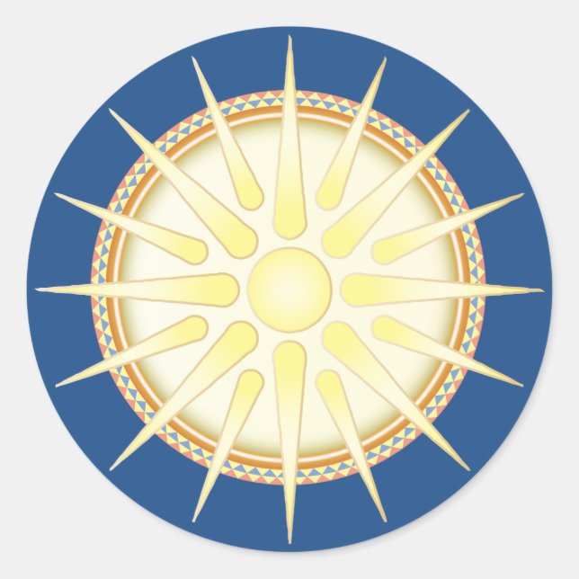 Adesivo Redondo Vergina Sun Clássica Autocolante redondo brilhante (Frente)