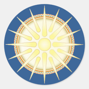 Adesivo Redondo Vergina Sun Clássica Autocolante redondo brilhante