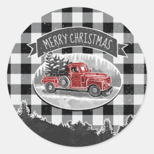 Adesivo Redondo Verificação branca do búfalo do preto do caminh