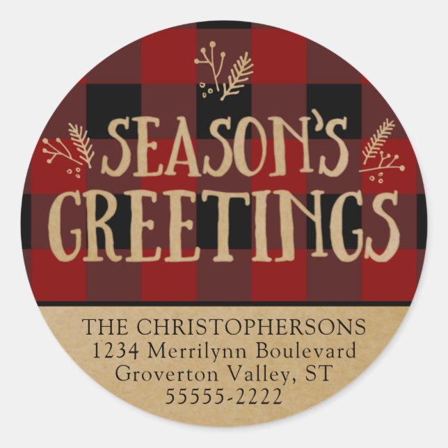 Adesivo Redondo Verificação de Buffalo Vermelho e Endereço de devo (Frente)