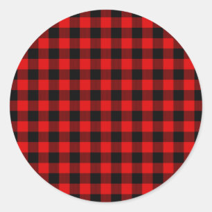Adesivo Redondo Verificação de Lumberjack de Búfalo Preto Verme