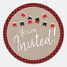 Adesivo Redondo Verificação de Lumberjack Vermelho e Negro Você é 