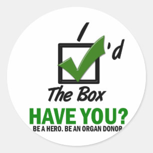 Adesivo Redondo Verifique a caixa seja um dador de órgãos 2