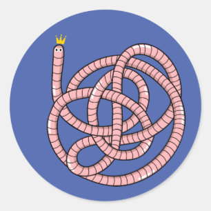 Adesivo Redondo Verme de cartum na coroa