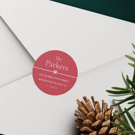 Adesivo Redondo Vermelha | Autocolante de endereço de retorno míni