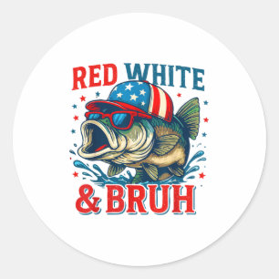 Adesivo Redondo Vermelho Branco & Bruh América Patriótica Peix
