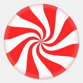 Adesivo Redondo Vermelho/Branco de Pepperminta Feriado de Natal bo