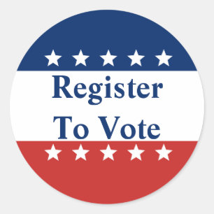 Adesivo Redondo Vermelho, branco e azul com estrelas inscritas par