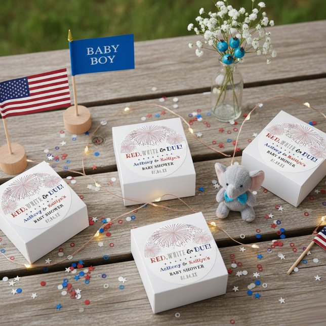 Adesivo Redondo Vermelho, Branco e Devido! chá de fraldas De 4 De  (Criador carregado)