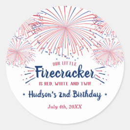 Adesivo Redondo Vermelho, Branco e Dois! segundo aniversário De 4