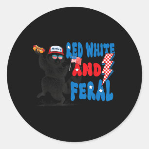 Adesivo Redondo Vermelho Branco E Feroz Mas Livre Patriótico Orgul