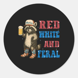 Adesivo Redondo Vermelho Branco E Selvagem Esquilo Engraçado Cerve