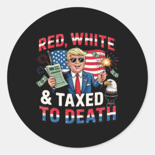 Adesivo Redondo Vermelho Branco E Taxado Até a Morte