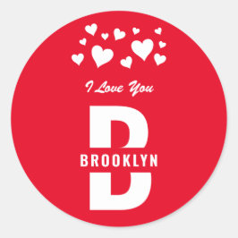 Adesivo Redondo Vermelho Branco Hipster Monograma Feliz Dia dos Na