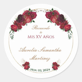 Adesivo Redondo Vermelho, Branco, Quinceañera Stickers