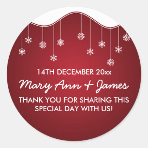 Adesivo Redondo Vermelho da decoração do floco de neve do Tag do