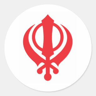 Adesivo Redondo Vermelho de Khanda do sikh