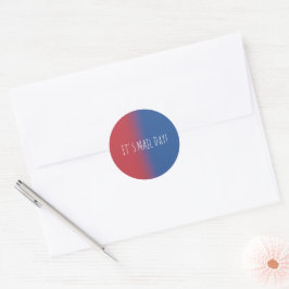 Adesivo Redondo Vermelho e Azul É o Dia de Envio de Correspondênci