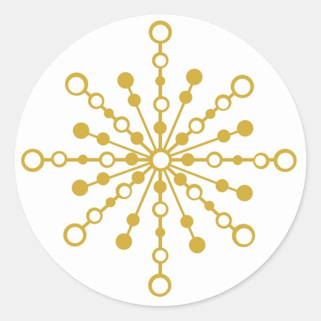 Adesivo Redondo Vermelho e Dourado Starburst do Médio Atômico Retr (Frente)