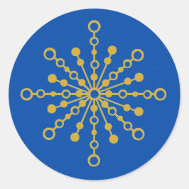 Adesivo Redondo Vermelho e Dourado Starburst do Médio Atômico Retr