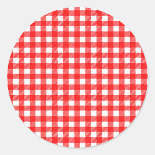 Adesivo Redondo Vermelho e teste padrão verificado branco do