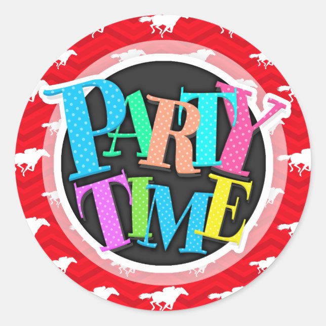 Adesivo Redondo Vermelho Escarlate, Branco, Chevron, Corrida de Ca (Frente)