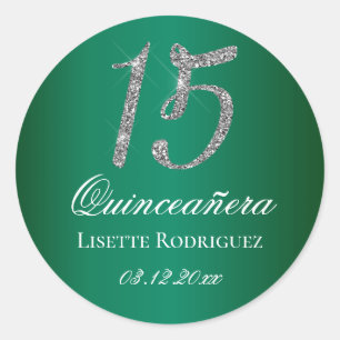 Adesivo Redondo Vermelho Esmeralda Lantejoulas Falso 15 Quinceaner
