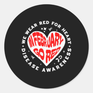 Adesivo Redondo Vermelho - Fevereiro do Mês de Saúde do Coração Am