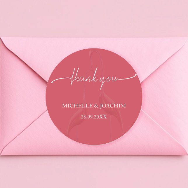 Adesivo Redondo Vermelho Flamingo Coral Moderno Elegante (Criador carregado)