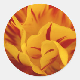 Adesivo Redondo Vermelho Floral Elegante e Tulipas Monsella Dourad