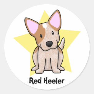 Adesivo Redondo Vermelho Heeler da estrela de Kawaii