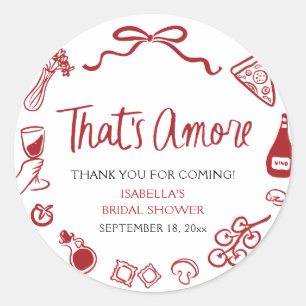 Adesivo Redondo Vermelho Italiano Aquela Pizza Massa de Amor para 