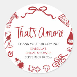 Adesivo Redondo Vermelho Italiano que é Chá de panela de pizza