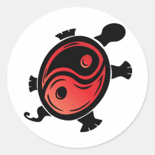 Adesivo Redondo Vermelho-n-Preto-Yin-Yang-Tartaruga