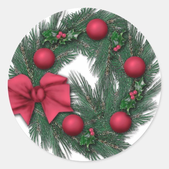 Adesivo Redondo Vermelho Natal (Frente)